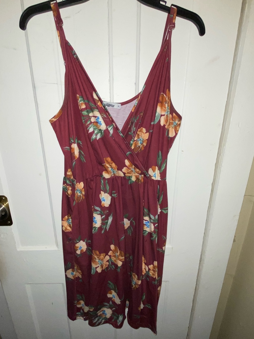Floral Wrap-Front Sundress in Burgundy